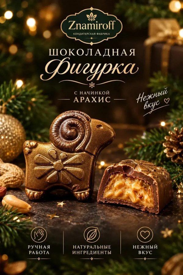№1 Шоколад фигурный "Баран-таран" молочный шоколад с арахисовой начинкой (блок 5шт по 70г) в Каменске-Шахтинском